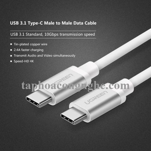 Ugreen 10680 0.5M màu bạc Cáp TypeC (3.1) Data cao cấp US161 30010680